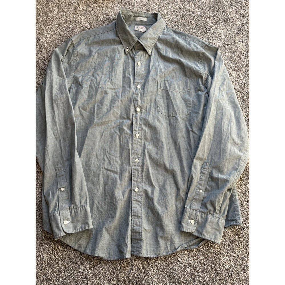 J.Crew Mens XL Green Button Long Sleeve Shirt Secret Wash Cotton Classic - Picture 3 of 5